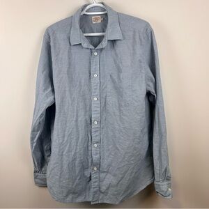 Faherty Linen Blend Button Down Shirt Men’s Large Light Blue Coastal Beach